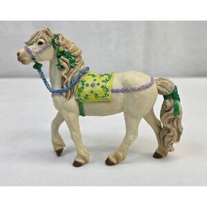 Safari Ltd Fairy Pony 2008 White Horse Figurine Floral Saddle 0814 Retired